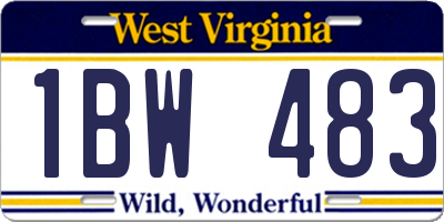 WV license plate 1BW483