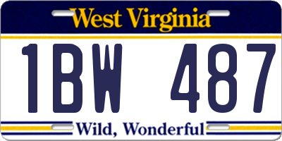 WV license plate 1BW487