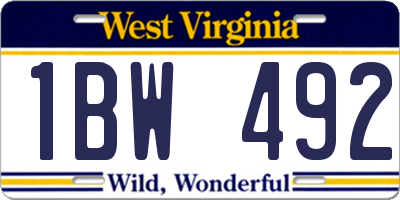 WV license plate 1BW492