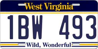 WV license plate 1BW493