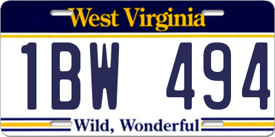 WV license plate 1BW494