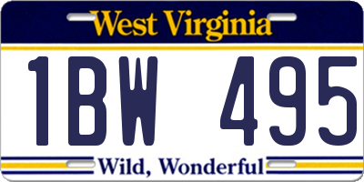 WV license plate 1BW495