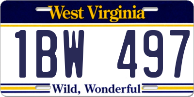 WV license plate 1BW497