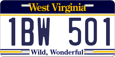 WV license plate 1BW501