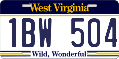 WV license plate 1BW504