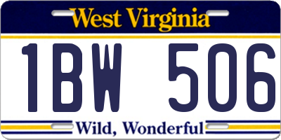 WV license plate 1BW506