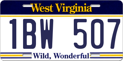 WV license plate 1BW507