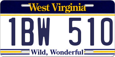 WV license plate 1BW510