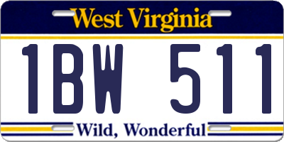 WV license plate 1BW511