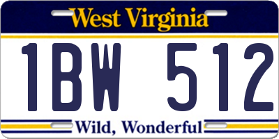 WV license plate 1BW512