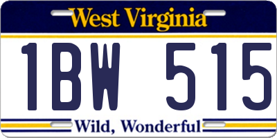 WV license plate 1BW515