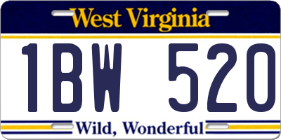 WV license plate 1BW520