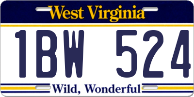 WV license plate 1BW524