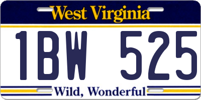 WV license plate 1BW525