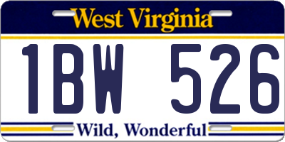 WV license plate 1BW526
