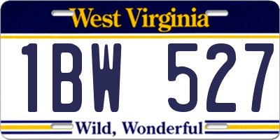 WV license plate 1BW527