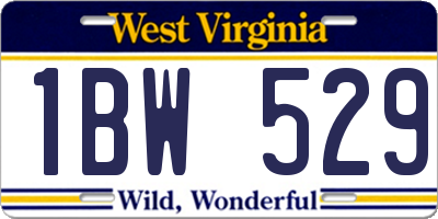 WV license plate 1BW529