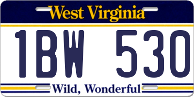 WV license plate 1BW530