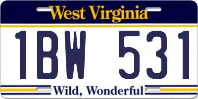 WV license plate 1BW531