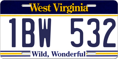 WV license plate 1BW532