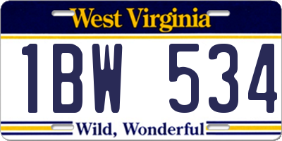 WV license plate 1BW534
