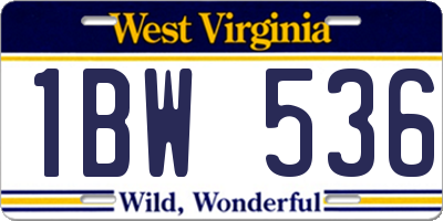 WV license plate 1BW536