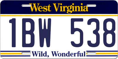 WV license plate 1BW538