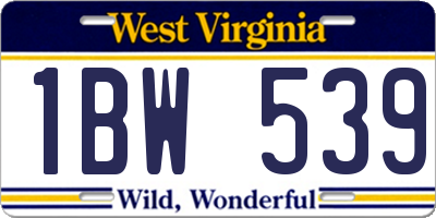 WV license plate 1BW539