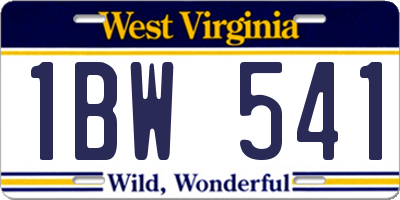 WV license plate 1BW541