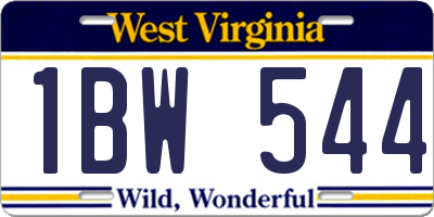 WV license plate 1BW544
