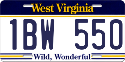 WV license plate 1BW550