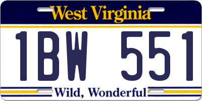 WV license plate 1BW551