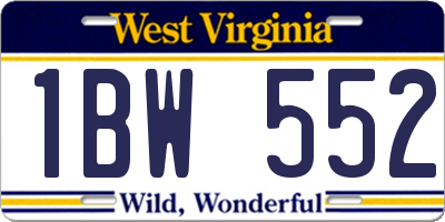 WV license plate 1BW552