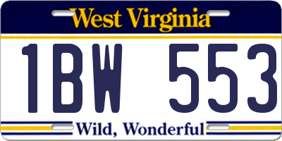 WV license plate 1BW553
