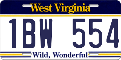 WV license plate 1BW554