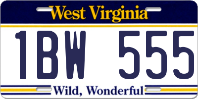 WV license plate 1BW555