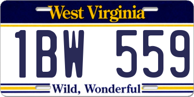 WV license plate 1BW559