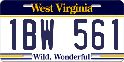 WV license plate 1BW561