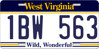 WV license plate 1BW563