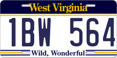 WV license plate 1BW564