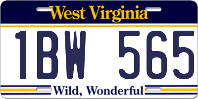 WV license plate 1BW565