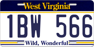 WV license plate 1BW566