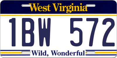 WV license plate 1BW572