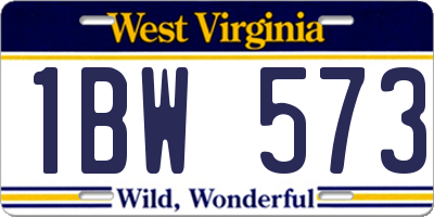 WV license plate 1BW573