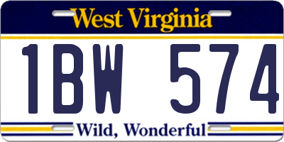 WV license plate 1BW574