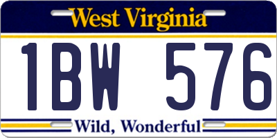 WV license plate 1BW576