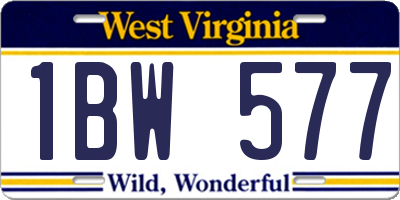 WV license plate 1BW577