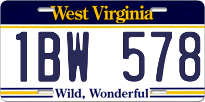 WV license plate 1BW578