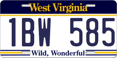 WV license plate 1BW585
