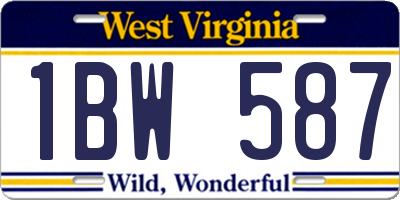 WV license plate 1BW587